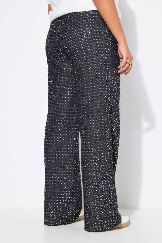 Sequined Denim Elastic Waist Jeans