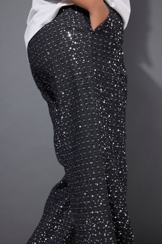 Sequined Denim Elastic Waist Jeans