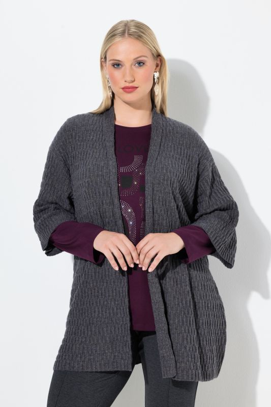 Textured Knit Open Shape Cardigan