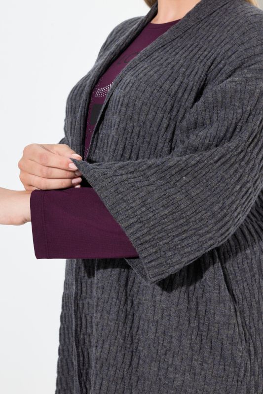 Textured Knit Open Shape Cardigan