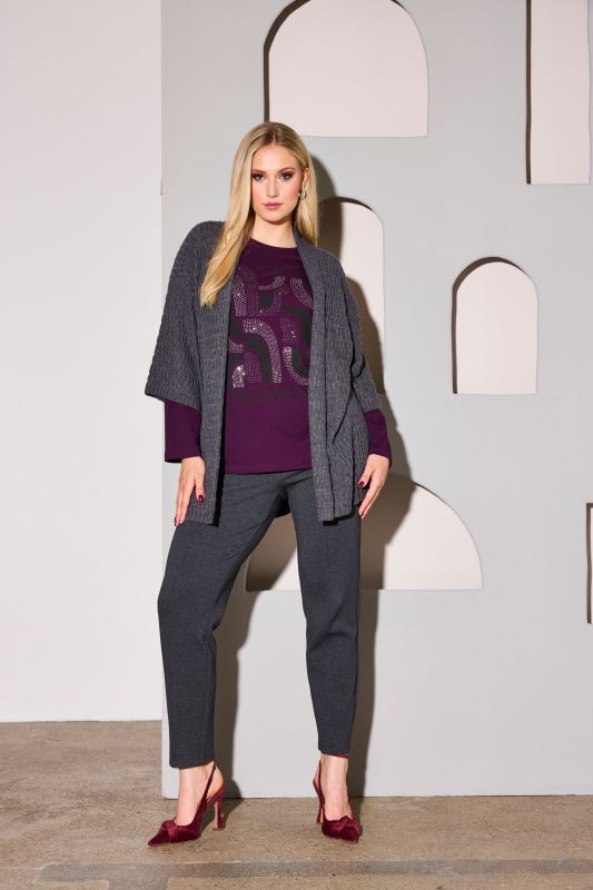 Textured Knit Open Shape Cardigan