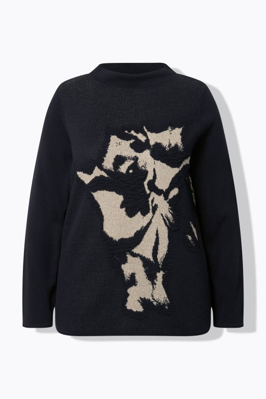 Пуловер с абстрактен принт и пайети