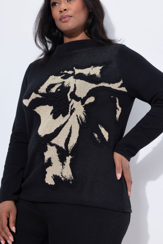 Пуловер с абстрактен принт и пайети