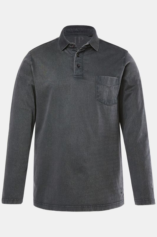 Блуза с яка, копчета на деколтето и джоб