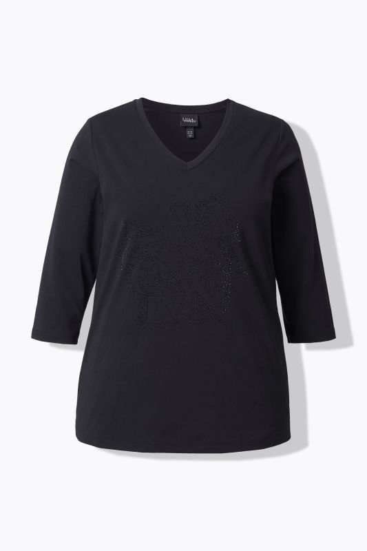 Тениска с лого от камъчета