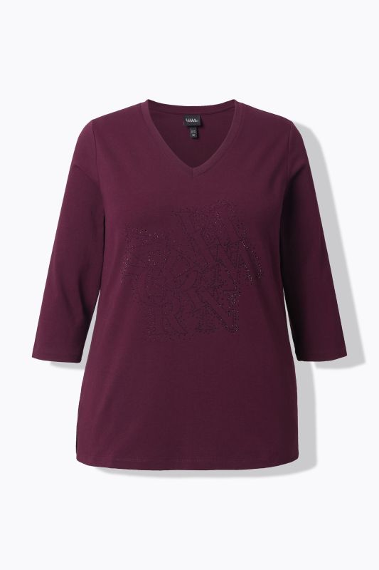 Тениска с лого от камъчета