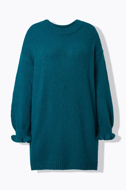 Ruffle Cuff Bishop Sleeve Sweater Dress
