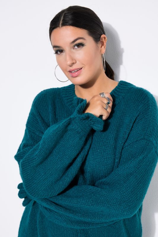 Ruffle Cuff Bishop Sleeve Sweater Dress