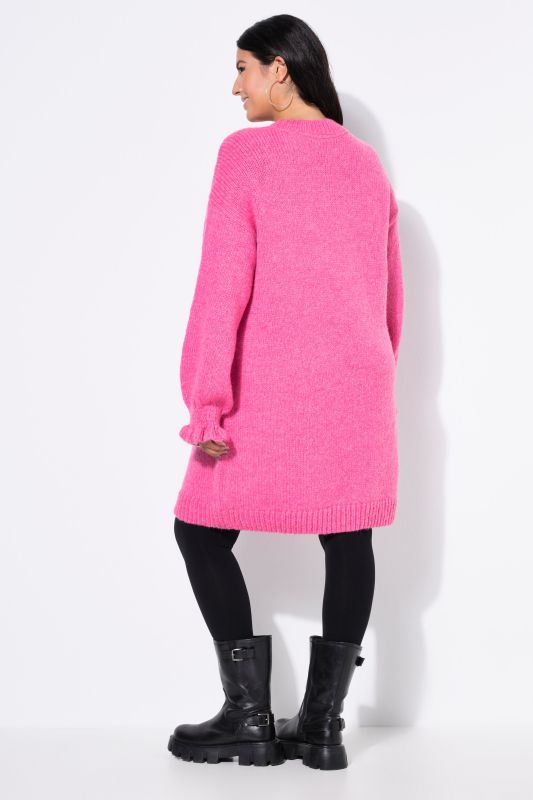 Ruffle Cuff Bishop Sleeve Sweater Dress