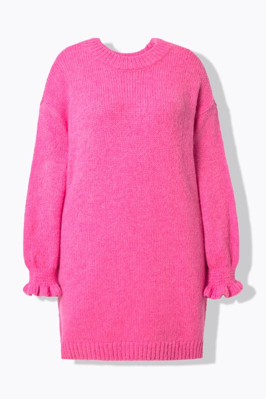 Ruffle Cuff Bishop Sleeve Sweater Dress