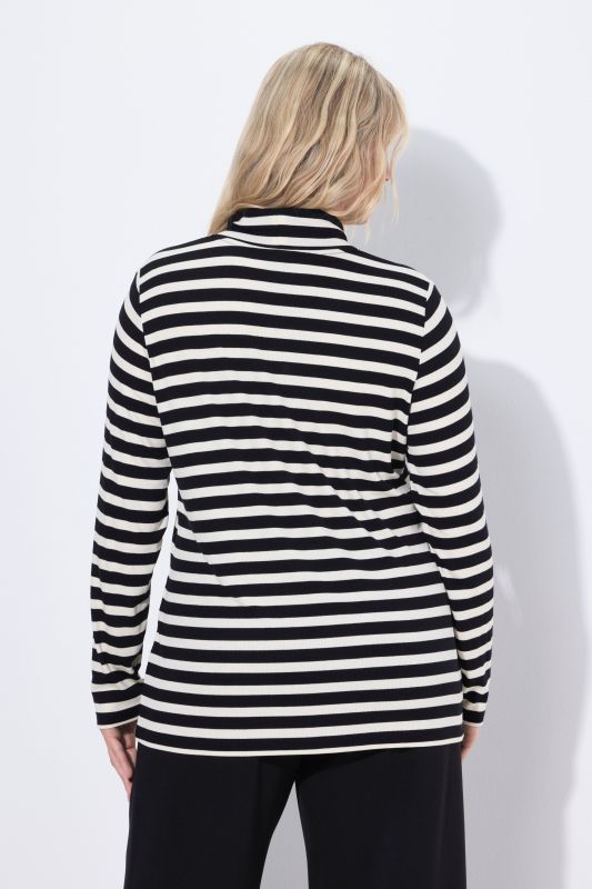 Striped Long Sleeve Turtleneck Tee