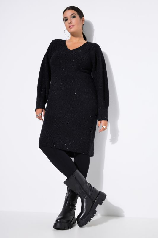 Рокля плетена с бляскав акцент