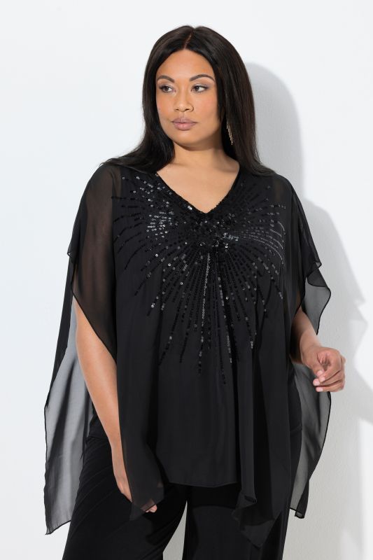 Блуза с пайети и шифон
