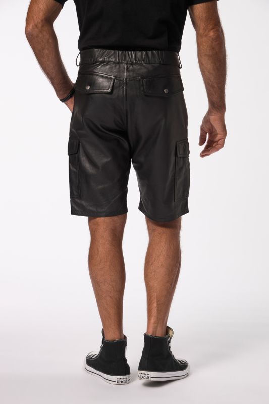 JP1880 leather Cargo Bermuda shorts, leather, lamb Nappa leather, Cargo pockets, up to size 68