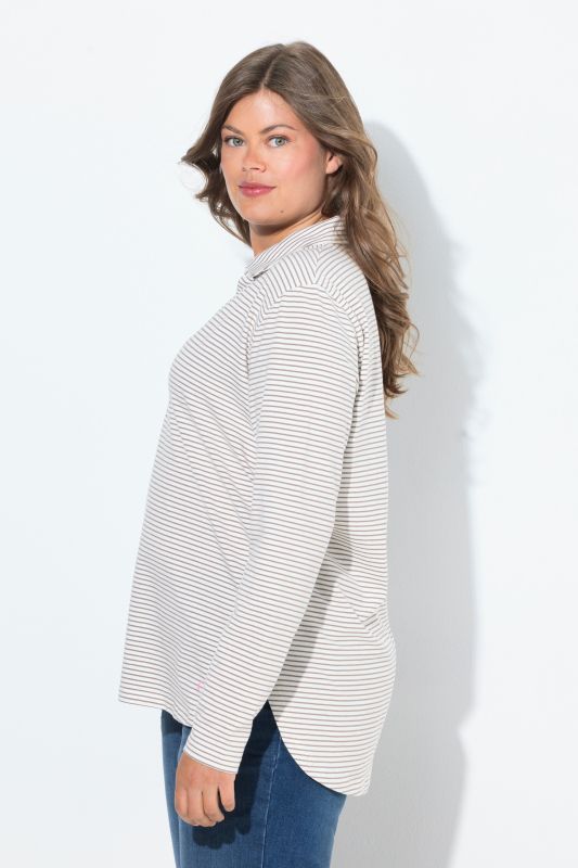 Блуза с райета и поло яка