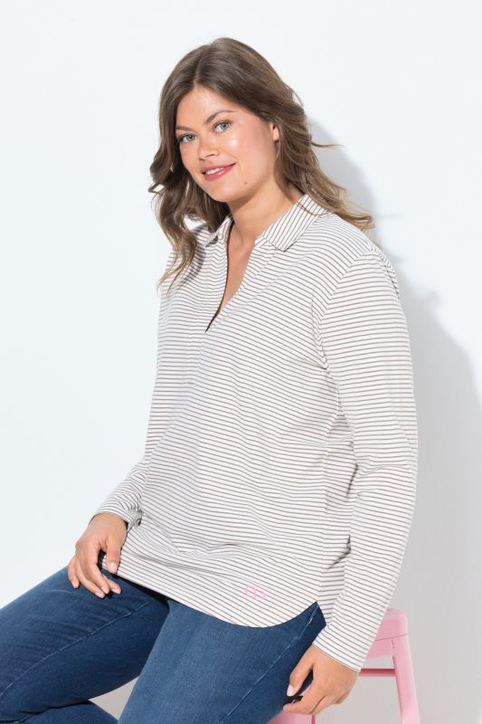 Блуза с райета и поло яка