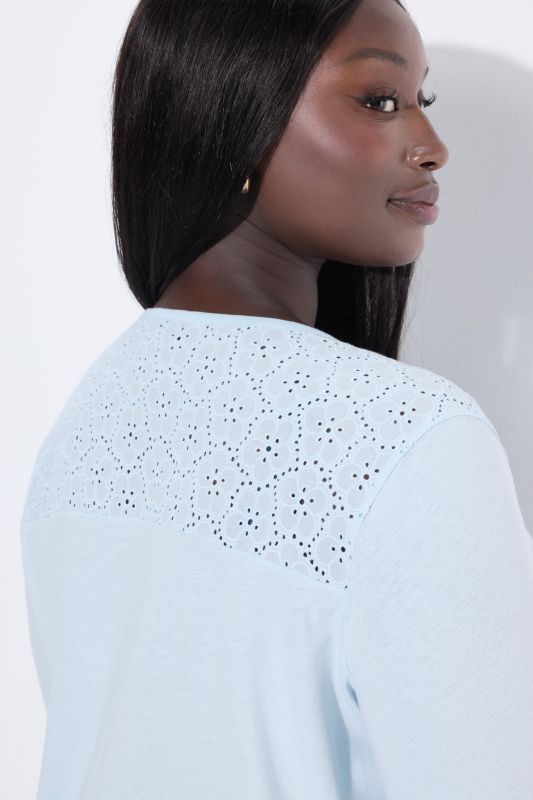 Broderie Anglaise Detail 3/4 Sleeve Nightgown