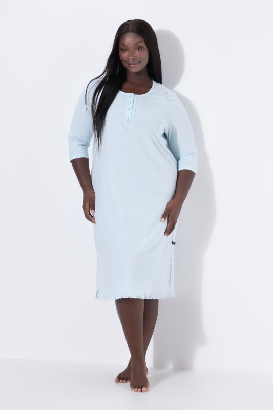 Broderie Anglaise Detail 3/4 Sleeve Nightgown