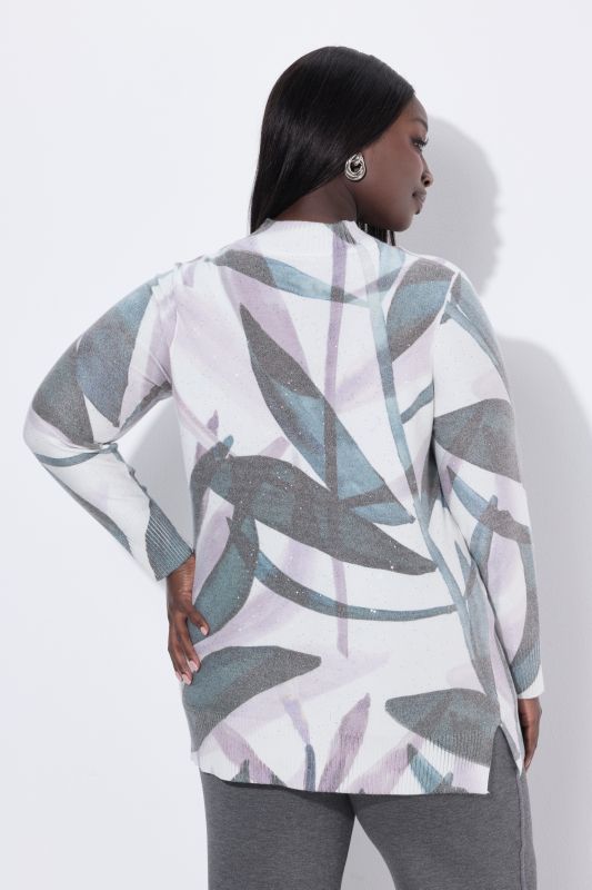 Пуловер с листов принт