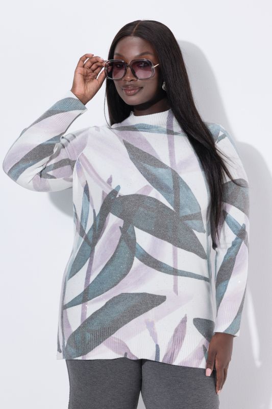 Пуловер с листов принт