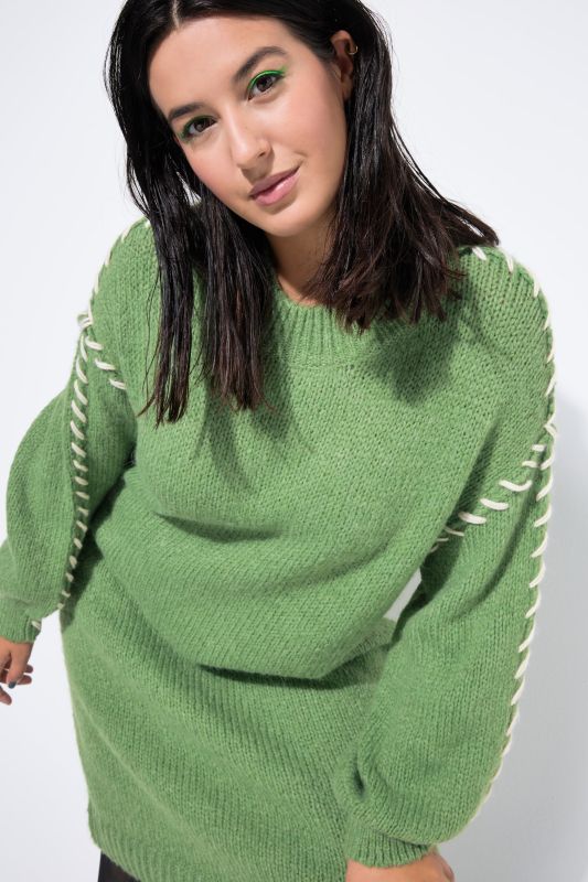 Oversized Seam Long Sleeve Sweater Dress