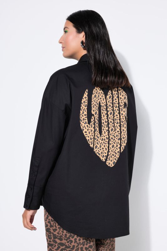 Love Graphic Button Down Longline Blouse