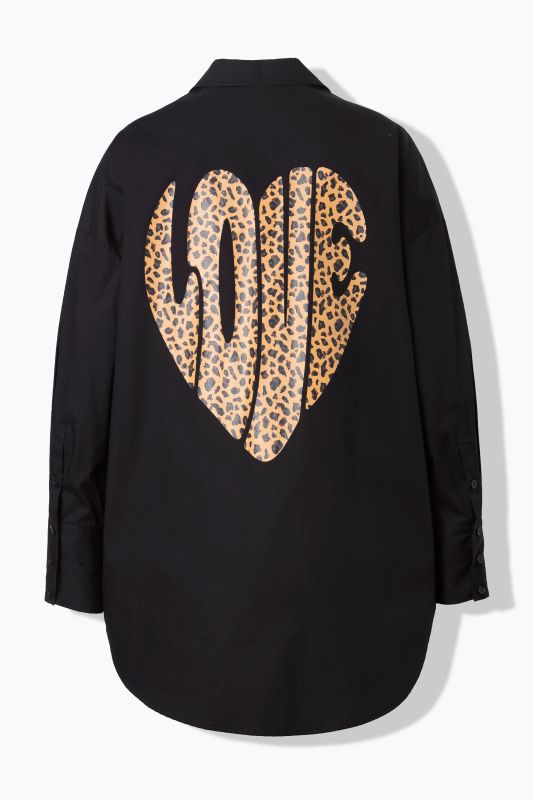 Love Graphic Button Down Longline Blouse