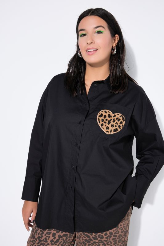 Love Graphic Button Down Longline Blouse