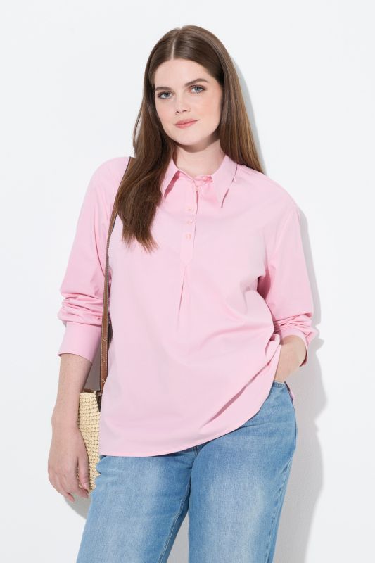 Блуза с яка едноцветна