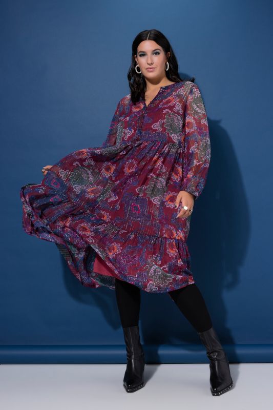 Рокля с шифон и пейзли принт