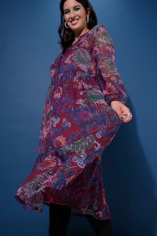 Рокля с шифон и пейзли принт