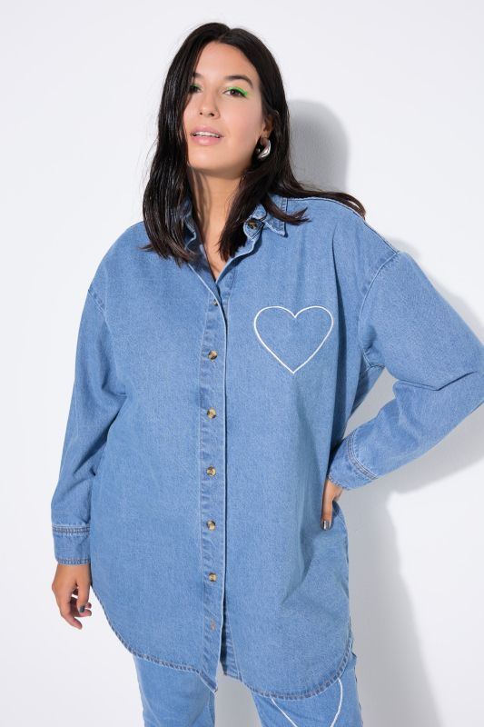 Риза дънкова с бродирано сърце