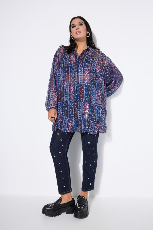 Риза от шифон с пач принт