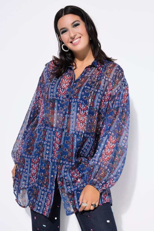Риза от шифон с пач принт