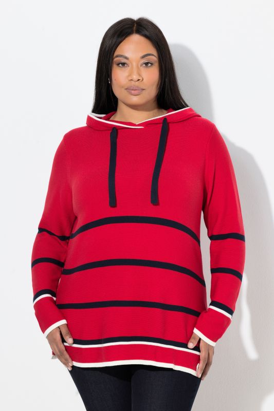 Striped Hooded Long Sleeve Sweater