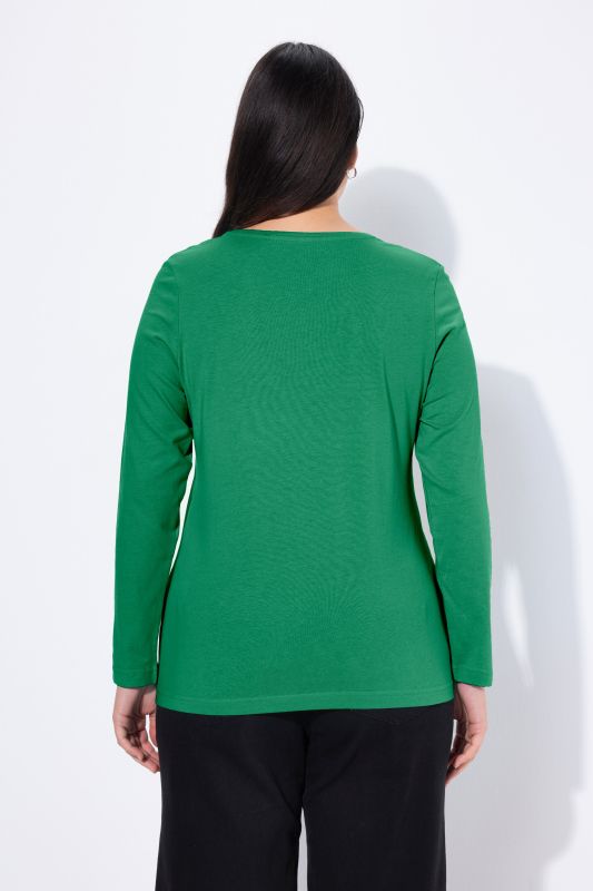 Basic Round Neck Long Sleeve Slim Fit Cotton Tee