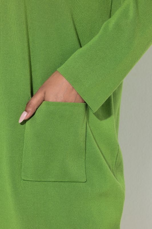 Long Pocket Open Front Cardigan Sweater