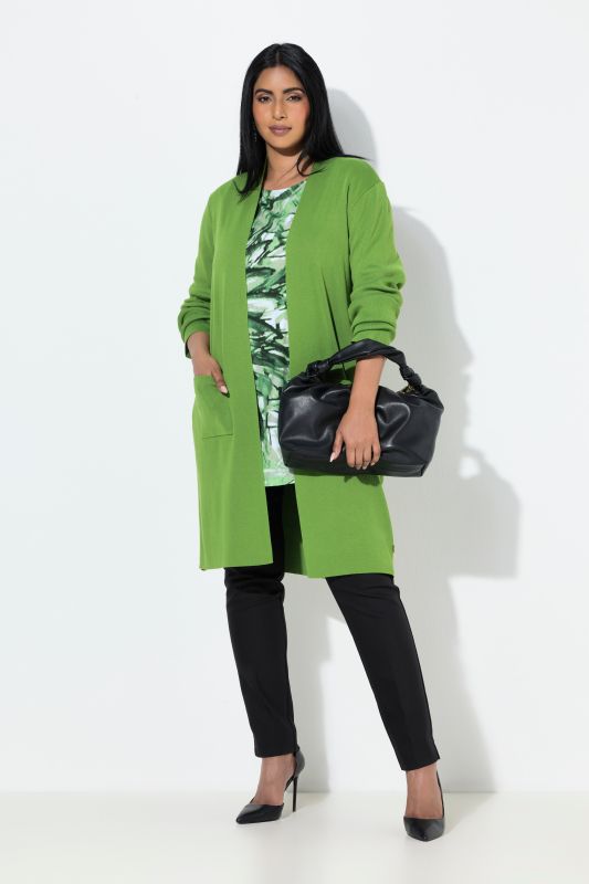 Long Pocket Open Front Cardigan Sweater