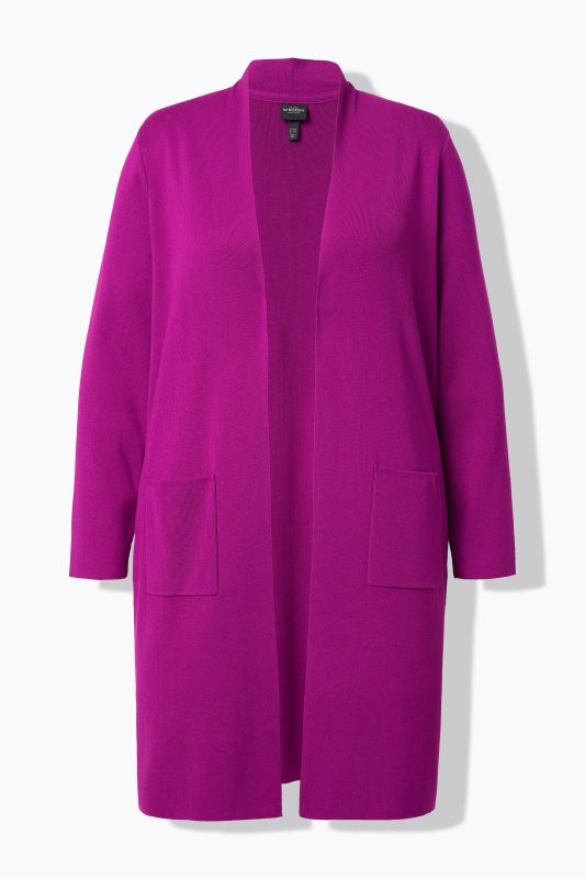 Long Pocket Open Front Cardigan Sweater