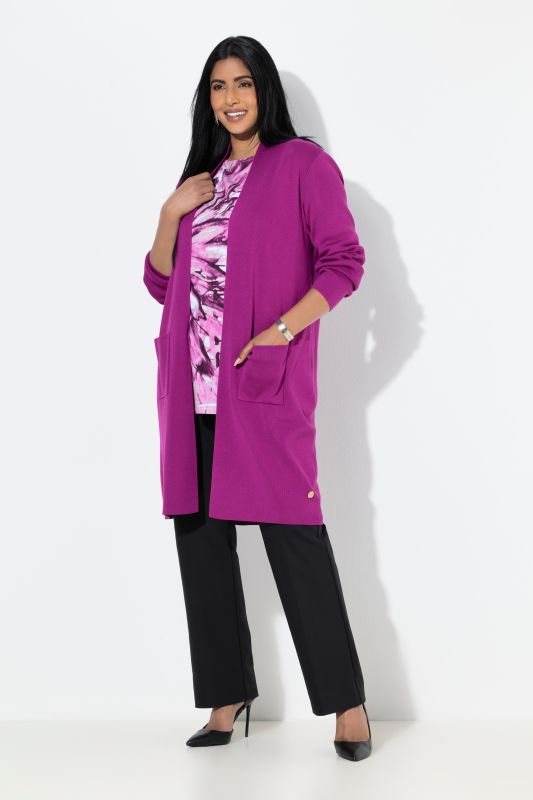 Long Pocket Open Front Cardigan Sweater