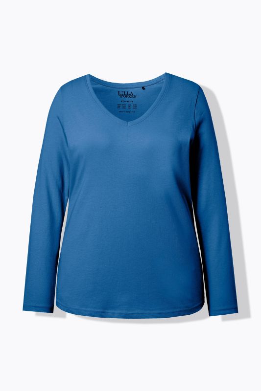 V-Neck Long Sleeves Slim Fit Cotton Knit Tee