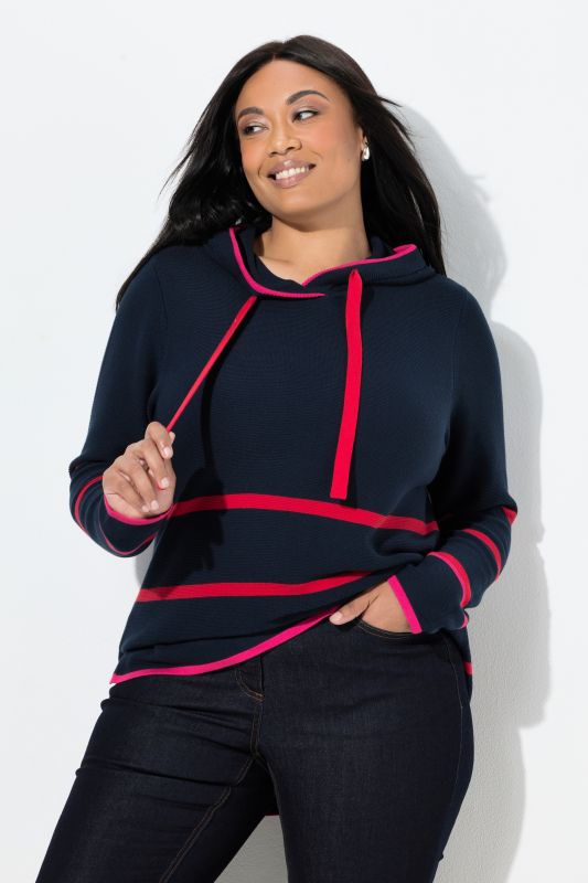 Striped Hooded Long Sleeve Sweater