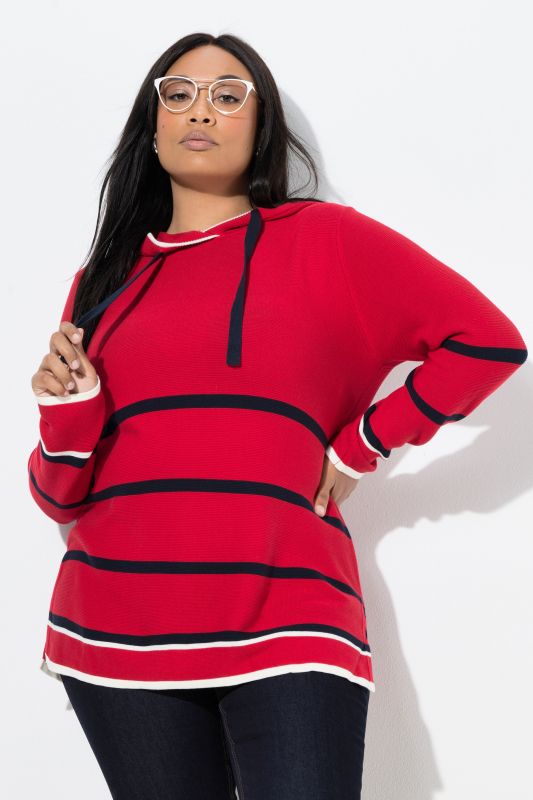 Striped Hooded Long Sleeve Sweater