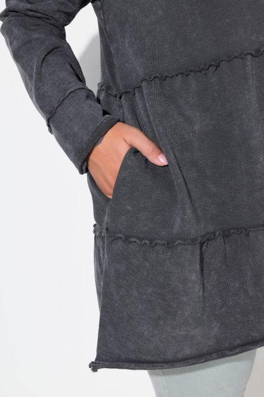 Tiered Flounce Panel Zip Up Hoodie
