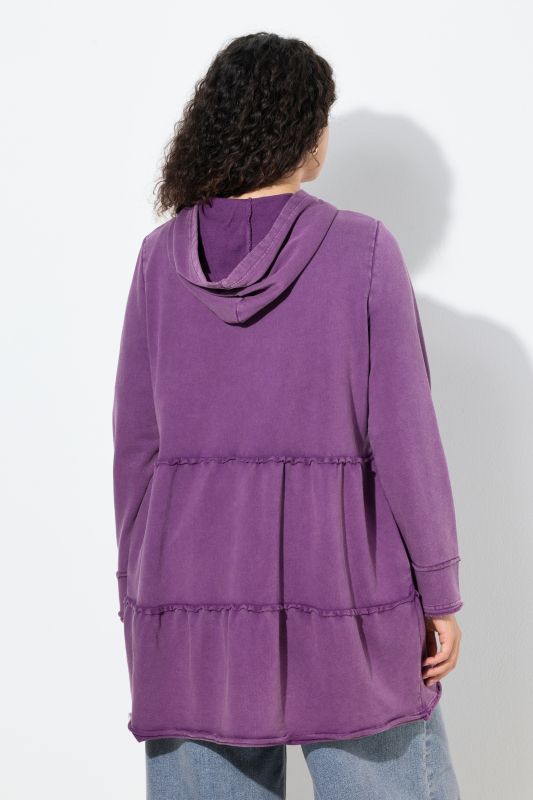 Tiered Flounce Panel Zip Up Hoodie