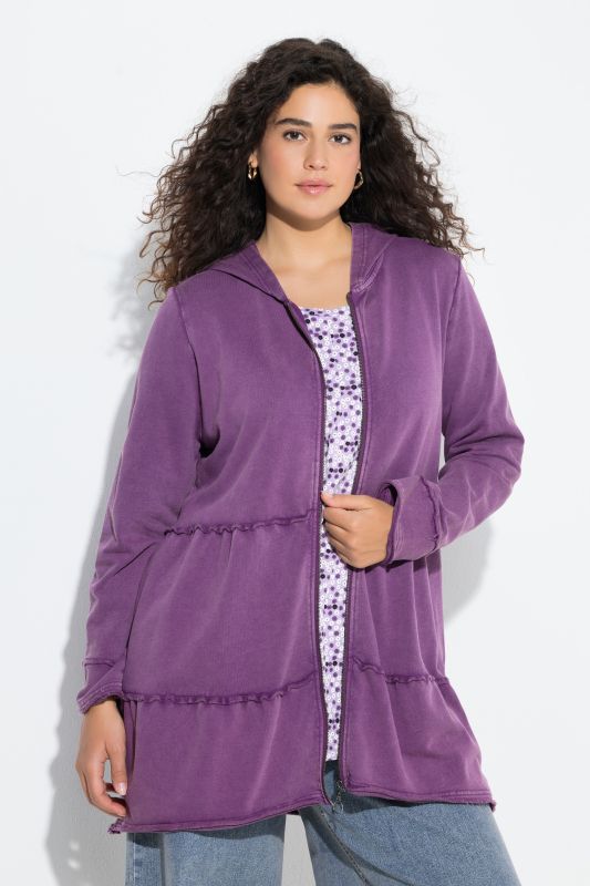 Tiered Flounce Panel Zip Up Hoodie