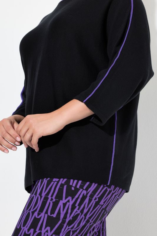 Contrast Color Piping Sweater