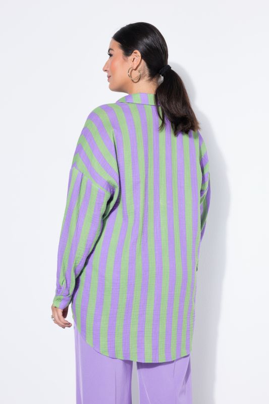 shirt blouse, oversized, muslin, stripes, long sleeve
