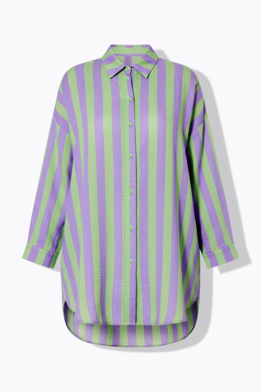 shirt blouse, oversized, muslin, stripes, long sleeve