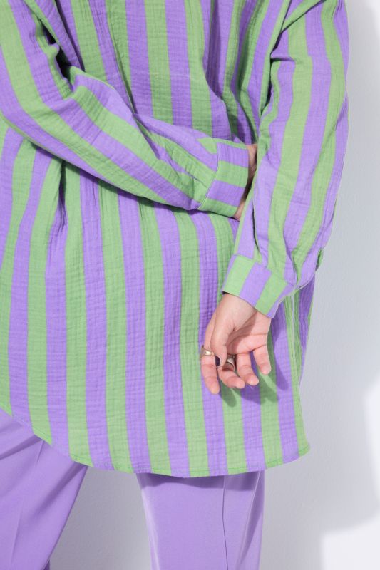 shirt blouse, oversized, muslin, stripes, long sleeve